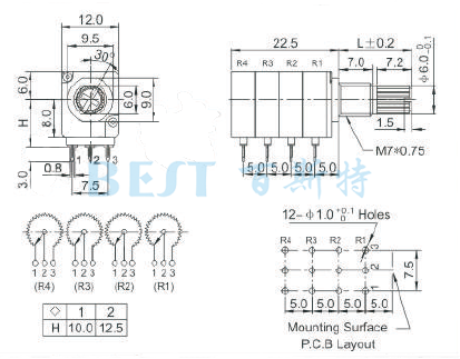 電位器RV12422BO參考圖紙